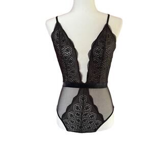 Victoria Secret Black Teddy Lingerie Bodysuit Womens Size M